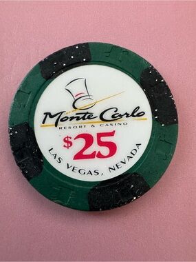 Vintage Monte Carlo Resort & Casino Las Vegas $25 Obsolete Casino Chip 1996